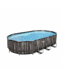 Bestway Power Steel - 610 x 366 x 122 cm Holzlook - Set