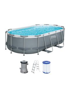 Bestway Power Steel Ovalpool - 427 x 250 x 100 cm - mit Filterpumpe und Zubehör