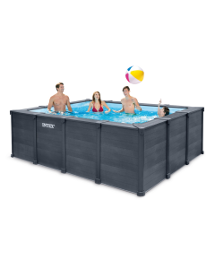 Intex Graphite Panel Pool - 400 x 300 x 124 cm - mit Sandfilteranlage und Zubehör