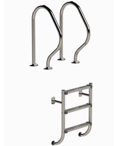 IDEAL 2-teilige Edelstahl Poolleiter 3 Stufen - AISI 304