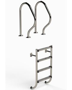 IDEAL 2-teilige Edelstahl Poolleiter 4 Stufen - AISI 304