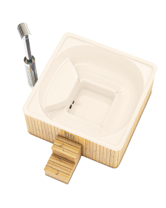 Holzbeheizter Hot Tub mit internem Ofen - Quadratisch - für 5-6 Personen - Weiß