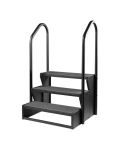 W'eau Whirlpool-Treppe mit rutschfesten Stufen und Handlauf – Schwarz