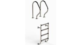 IDEAL 2-teilige Edelstahl Poolleiter 4 Stufen - AISI 304